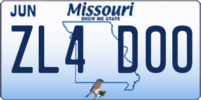MO license plate ZL4D0O