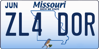 MO license plate ZL4D0R