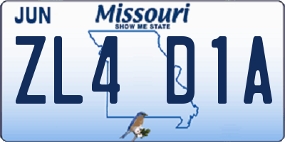MO license plate ZL4D1A