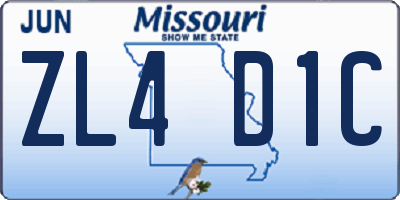 MO license plate ZL4D1C