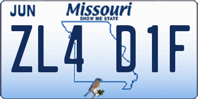MO license plate ZL4D1F