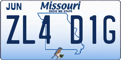 MO license plate ZL4D1G