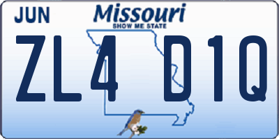 MO license plate ZL4D1Q
