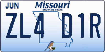 MO license plate ZL4D1R