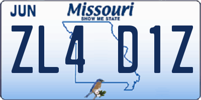 MO license plate ZL4D1Z