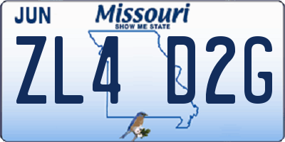 MO license plate ZL4D2G