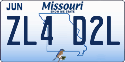 MO license plate ZL4D2L