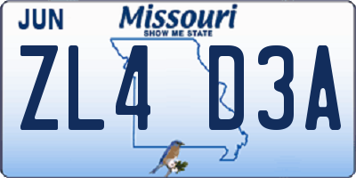 MO license plate ZL4D3A