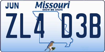 MO license plate ZL4D3B