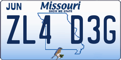MO license plate ZL4D3G