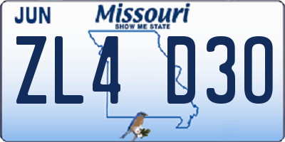 MO license plate ZL4D3O