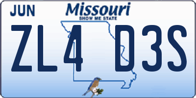 MO license plate ZL4D3S