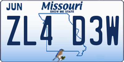 MO license plate ZL4D3W