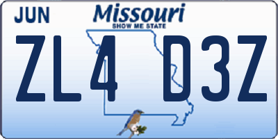 MO license plate ZL4D3Z