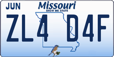MO license plate ZL4D4F
