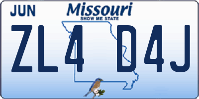 MO license plate ZL4D4J