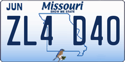 MO license plate ZL4D4O