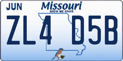 MO license plate ZL4D5B