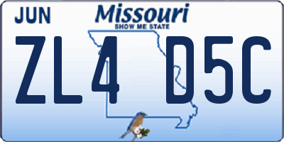 MO license plate ZL4D5C