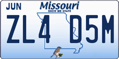 MO license plate ZL4D5M