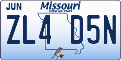 MO license plate ZL4D5N