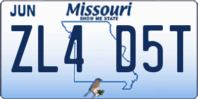MO license plate ZL4D5T