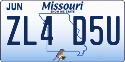 MO license plate ZL4D5U