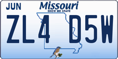 MO license plate ZL4D5W