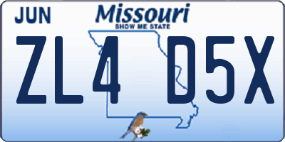 MO license plate ZL4D5X