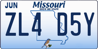 MO license plate ZL4D5Y