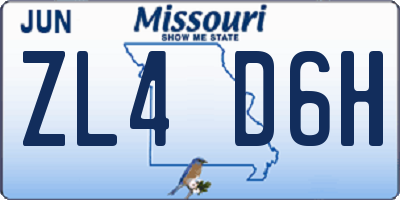 MO license plate ZL4D6H