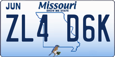 MO license plate ZL4D6K