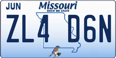 MO license plate ZL4D6N