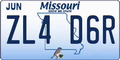 MO license plate ZL4D6R