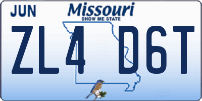 MO license plate ZL4D6T
