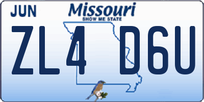 MO license plate ZL4D6U