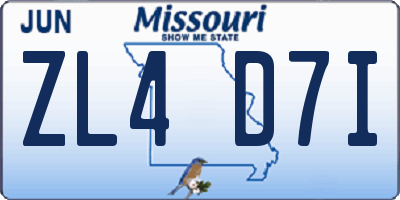 MO license plate ZL4D7I