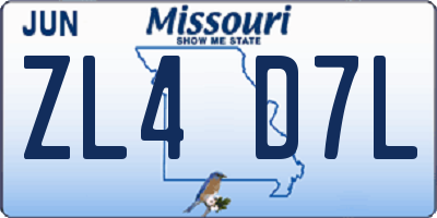MO license plate ZL4D7L