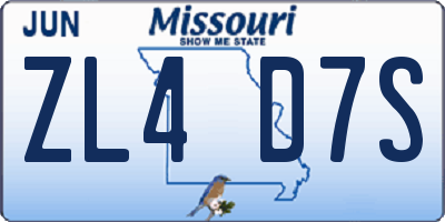 MO license plate ZL4D7S