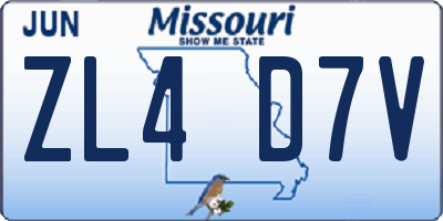 MO license plate ZL4D7V