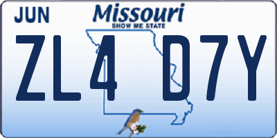 MO license plate ZL4D7Y