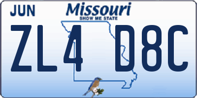 MO license plate ZL4D8C