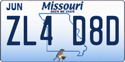 MO license plate ZL4D8D