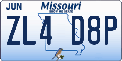 MO license plate ZL4D8P