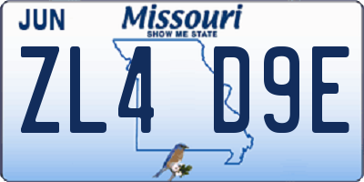 MO license plate ZL4D9E