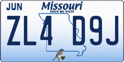 MO license plate ZL4D9J