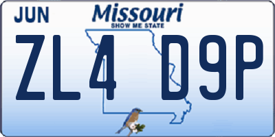 MO license plate ZL4D9P
