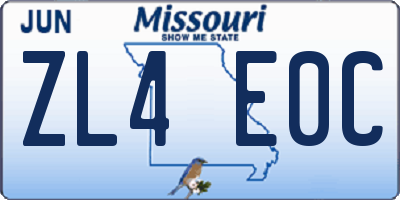 MO license plate ZL4E0C