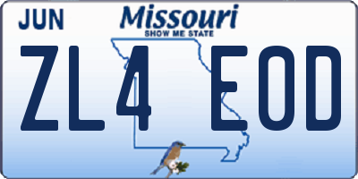 MO license plate ZL4E0D