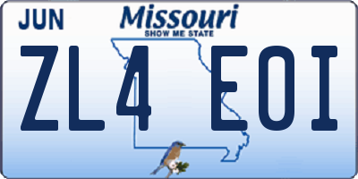 MO license plate ZL4E0I